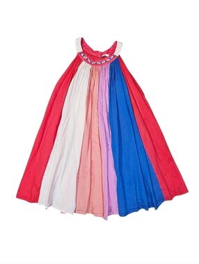 Marks & Spencer M&S Cotton A-Line Colorblock Striped Trapeze Dress 6-7 HOST PICK